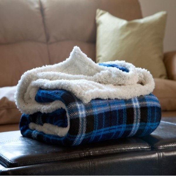 Hastings Home Hastings Home Fleece Sherpa Blanket Throw - Blue 436934HWI